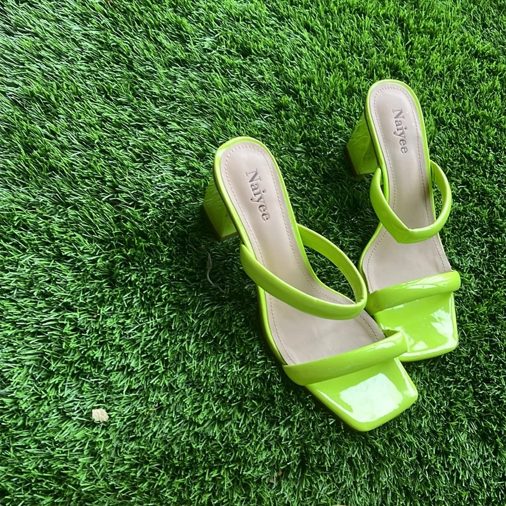 Aje Bright Green Women's Heels - Picture 2 of 2